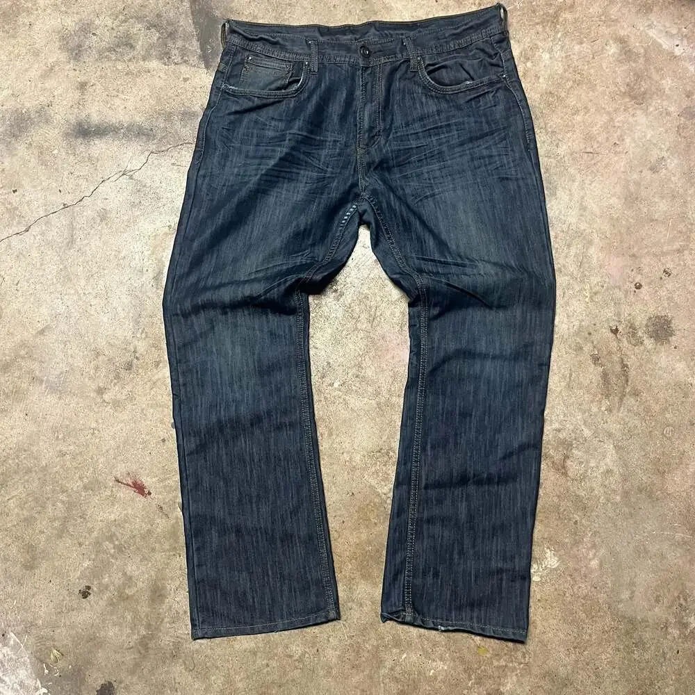 Buffalo David Bitton Men's Dark Wash Straight Leg Jeans with Back Flap Pockets